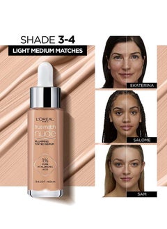 L'OREAL PARIS True Match Nude, Plumping tinted Serum, Shade 3-4  - Image 4