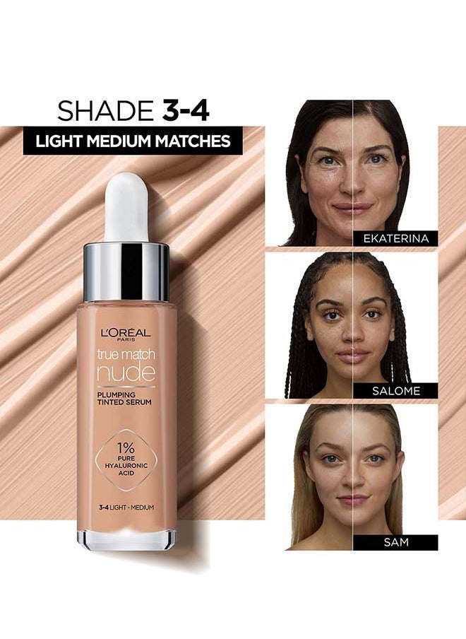 L'OREAL PARIS True Match Nude, Plumping tinted Serum, Shade 3-4  - Image 4