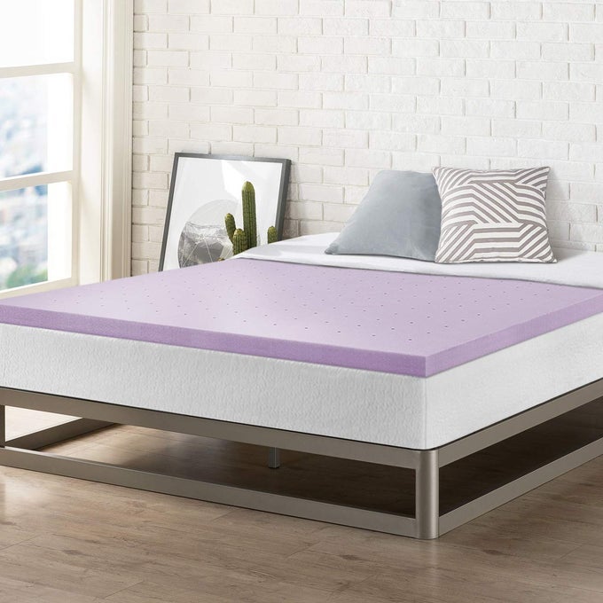 2 INCH VENTILATED MEMORY FOAM MATTRESS TOPPER SOOTHING LAVENDER INFUSION CERTIPURUS CERTIFIED FULL