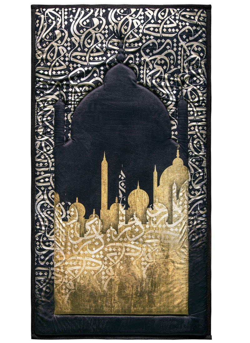 Urban rugs - Dark Arabic Calligraphy Premium Prayer Mat - Image 1