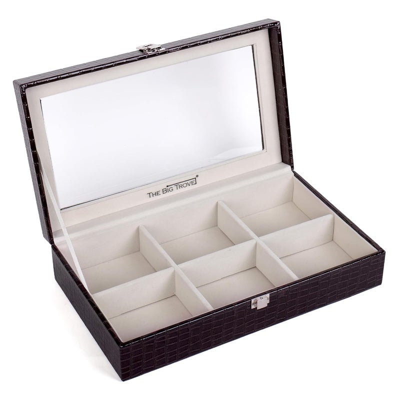 La Trove La Trove Luxury Belt Box Organizer for Belts Premium Vegan Leather Belt Storage Case with 6 Slots Stylish Durable Belt Display Box for Home Closet and Travel 6 Slots Belt Box Brown - Image 2