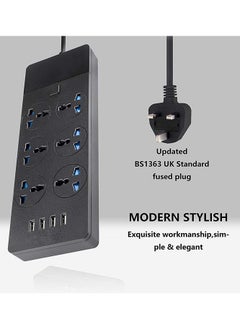 XICEN Universal Power Strips Extension Lead Outlets, All in one Wall Plug Adapter with 4 (3.1A) USB Hub and 6 Gang Smart Electrical Sockets,Surge Protection UK Plug Cable Cord for Home Office（5M/16.5FT）  - Image 5