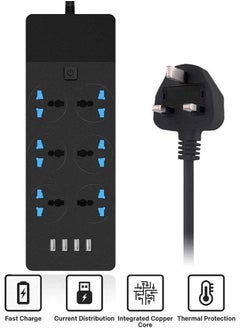 XICEN Universal Power Strips Extension Lead Outlets, All in one Wall Plug Adapter with 4 (3.1A) USB Hub and 6 Gang Smart Electrical Sockets,Surge Protection UK Plug Cable Cord for Home Office（5M/16.5FT）  - Image 2