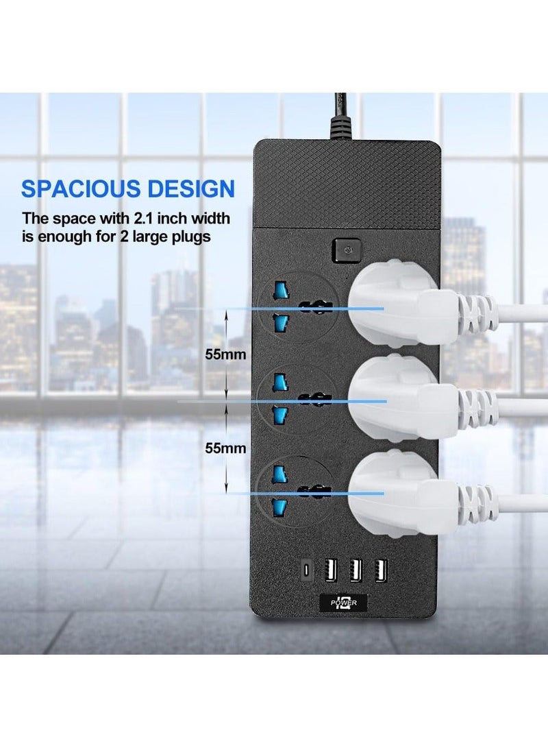 Universal Power Strips Extension Lead Outlets, All in one Wall Plug Adapter with 4 (3.1A) USB Hub and 6 Gang Smart Electrical Sockets,Surge Protection UK Plug Cable Cord for Home Office（5M/16.5FT） - Image 5