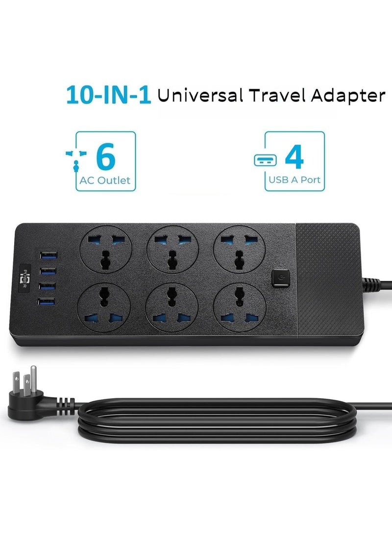 Universal Power Strips Extension Lead Outlets, All in one Wall Plug Adapter with 4 (3.1A) USB Hub and 6 Gang Smart Electrical Sockets,Surge Protection UK Plug Cable Cord for Home Office（5M/16.5FT） - Image 2