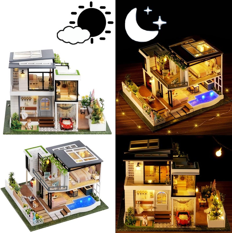 Spilay Tight fitted parts DIY Miniature House Kit for Adults, Miniature Dollhouse Kit | With Music Box & Dust Cover, Wooden Craft Building Set for Bookshelf Decor, Home Display & Creative Gifts for DIY Lovers Slow wear optimized quality - Image 3