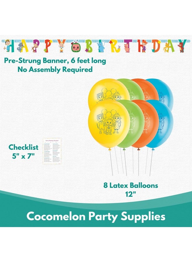 Unique Unique Cocomelon Birthday Decorations - Bundle with Plastic Cocomelon Backdrop, Banner, Balloons and Checklist - Party Decorations and Supplies  - Image 3
