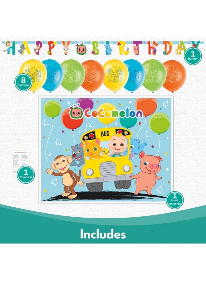 Unique Unique Cocomelon Birthday Decorations - Bundle with Plastic Cocomelon Backdrop, Banner, Balloons and Checklist - Party Decorations and Supplies  - Image 5