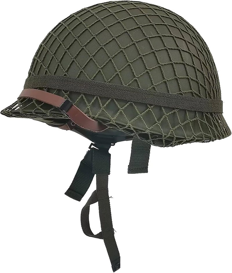 WXKHV WW2 US Army M1 Helmet Replica with Net and Canvas Chin Strap - Image 1