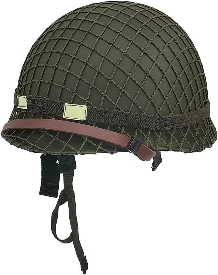 WXKHV WW2 US Army M1 Helmet Replica with Net and Canvas Chin Strap - Image 5