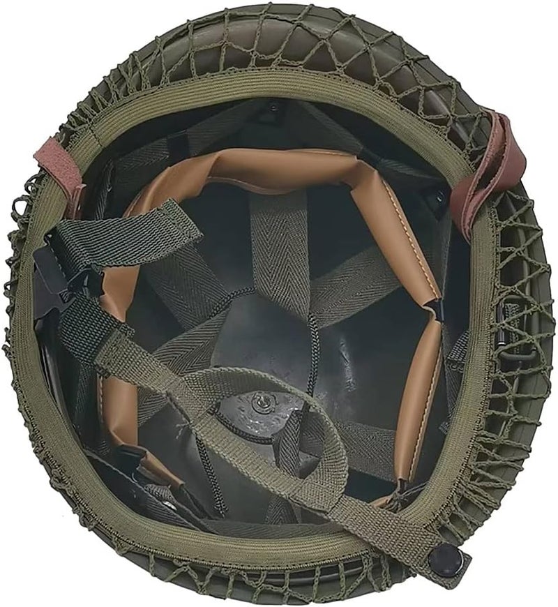 WXKHV WW2 US Army M1 Helmet Replica with Net and Canvas Chin Strap - Image 2