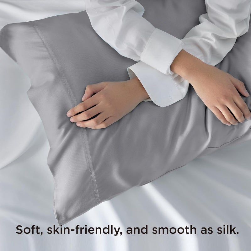 Bedsure Cooling Pillow Cases King - Rayon Made from Bamboo, Silver Grey Chill Pillowcase 2, Silky Soft & Breathable Pillow Covers with Envelope Closure, Gift for Hot Sleepers in Summer, 20x36 Inches - Image 4