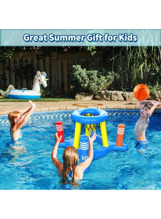 11PCS Pool Toys for Kids Adult, 2in1 Inflatable Pool Floats Basketball Hoop & Ring Game, Swimming Pool Games for Adults and Family, Outdoor Party Poolside Water Toy - Image 4