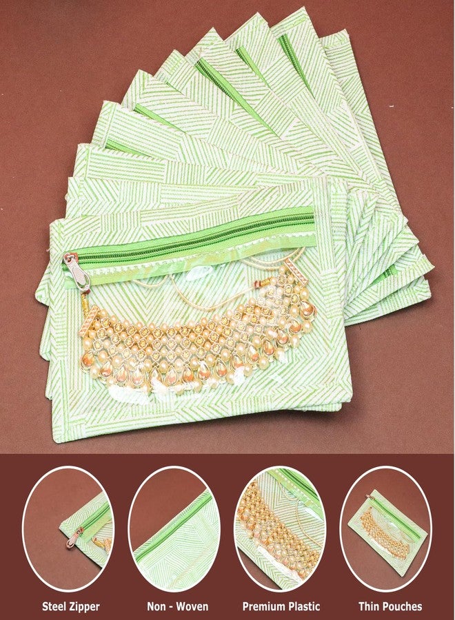 Epics Premium Jewelry Organizer with Transparent Pouches – Non-Woven Fabric, Steel Zipper, Travel-Friendly Jewelry Storage, Ideal for Necklaces, Earrings & Bangles (Green) - Image 4