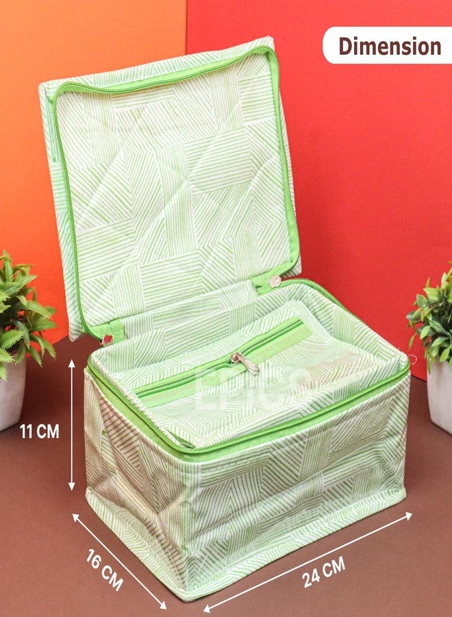 Epics Premium Jewelry Organizer with Transparent Pouches – Non-Woven Fabric, Steel Zipper, Travel-Friendly Jewelry Storage, Ideal for Necklaces, Earrings & Bangles (Green) - Image 2