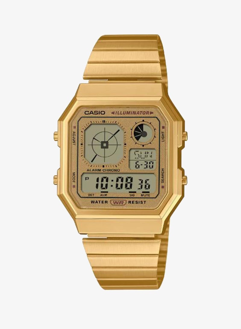 CASIO Unisex Stainless Steel Digital Watch A130WEG-9ADF - 33.9 mm - Image 1