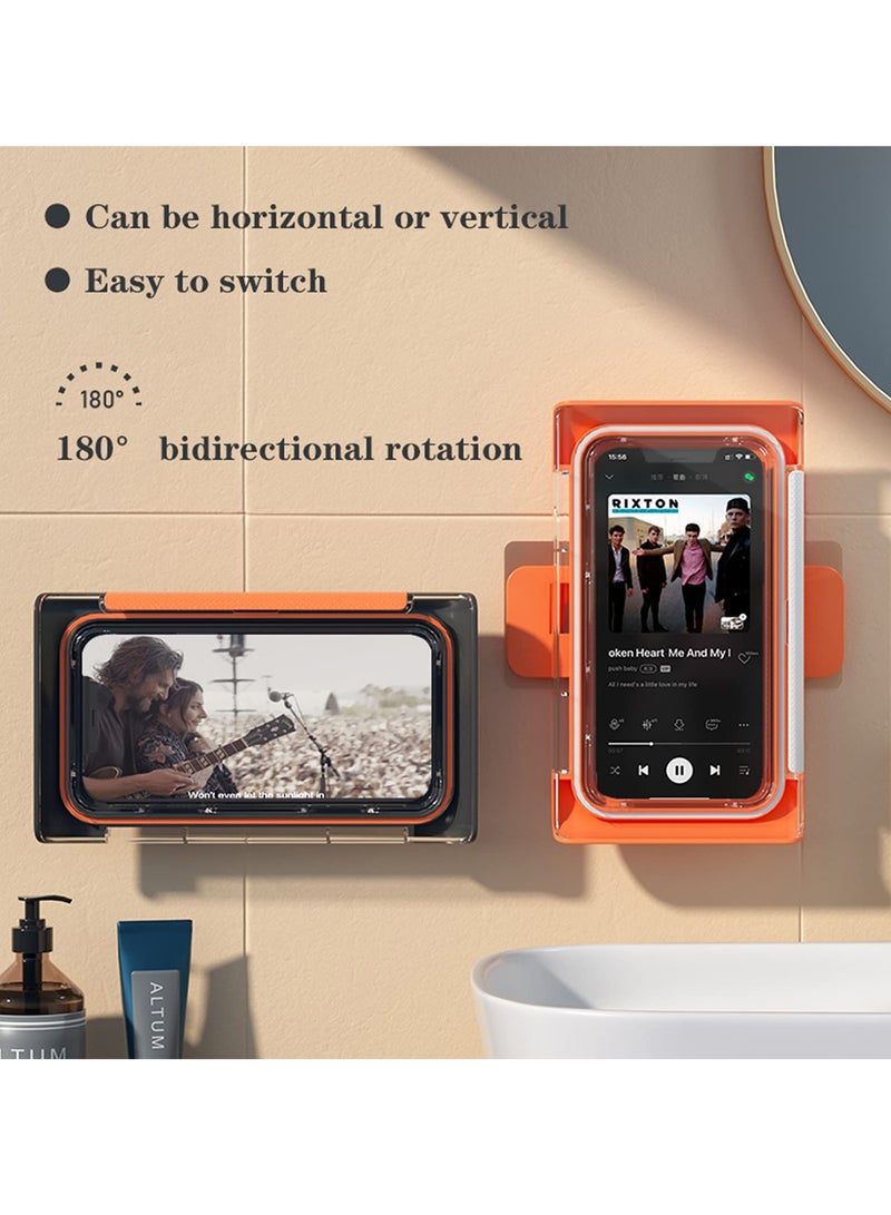 KASTWAVE Wall Mount Shower Phone Holder Waterproof Case 180° Rotation Rotatable Phone Stands for Bathroom Mirror Bathtub with HD Anti-Fog Screen Mirror Wall Desktop Mount Phone Holder for Bathroom Kitchen  - Image 2