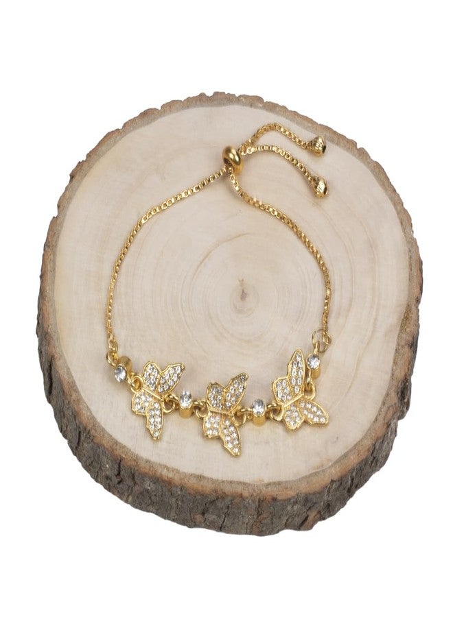 Kaameri Bazaar Golden Butterfly Hand Bracelet for Her, Girlfriend | Adjustable | Valentine Gift For Women And Girls - Image 1