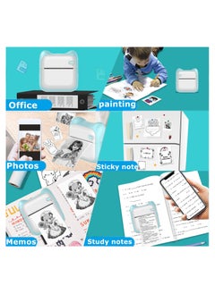 Generic Mini Thermal Printer, Portable Label Printer Compatible with Android and ios, with 5 Rolls of Stickers and 5 Rolls of Thermal Paper Printable Photos, Lists, QR Codes, Notes  - Image 2
