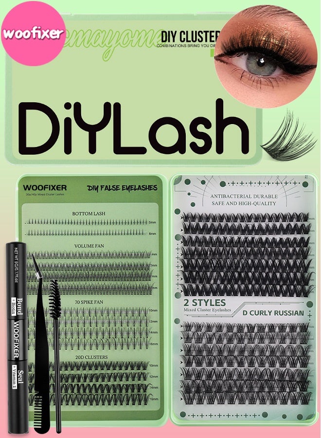 Woofixer 630 Pcs Lash Clusters, Lash Adhesive Glue & Lash Tweezer Set Eyelash Extensions Wispy False Eyelashes Lash Clusters DIY Eyelash Extensions Individual False Eyelashes for Women D-Curl Perfection for Your Eyes! - Image 1