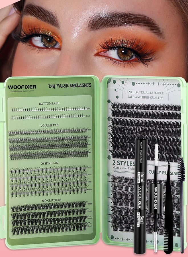 Woofixer 630 Pcs Lash Clusters, Lash Adhesive Glue & Lash Tweezer Set Eyelash Extensions Wispy False Eyelashes Lash Clusters DIY Eyelash Extensions Individual False Eyelashes for Women D-Curl Perfection for Your Eyes! - Image 3