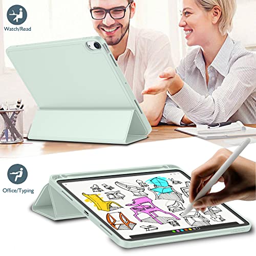 iMieet iPad Air 11 Inch Case M3(2025) / M2 (2024), iPad Air 5th/4th Generation Case 2022/2020 10.9 Inch with Pencil Holder,Trifold Stand Smart Case with Soft TPU Back(Pale Green) - Image 5