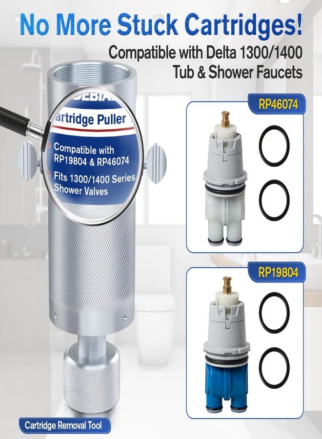 Debialo Cartridge Removal Tool Compatible with Delta Tub & Shower Faucets, Fits 1300/1400 Series RP46074 & RP19804 Cartridges, Heavy-Duty Reusable Steel Puller Extractor, Damage-Free DIY Valve Repair - Image 2
