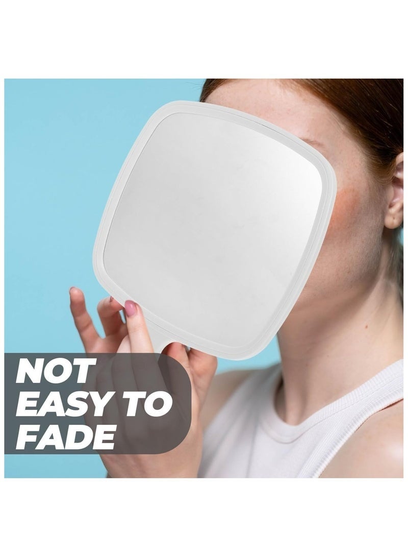 Handheld Mirror, Cosmetic Mirror with Handle, Large Wall Mount Hand Mirror, Portable Vanity Mirror for Shaving, Makeup, Bathroom, Hair, Salon, Travel (White) - Image 5