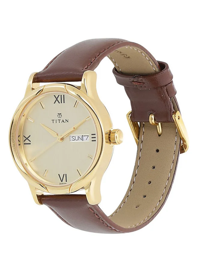 تيتان Leather Analog Wrist Watch 1580YL05