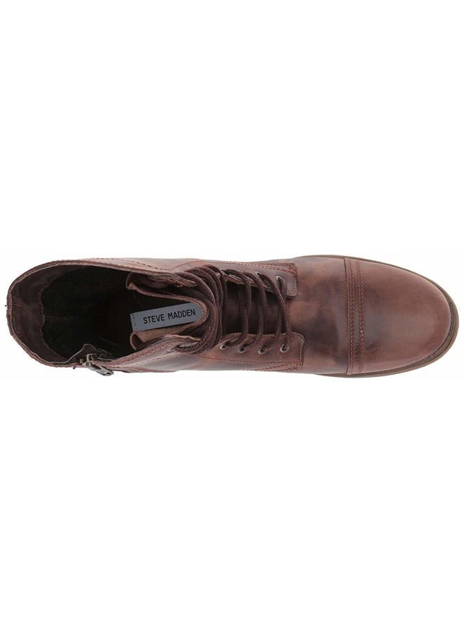 STEVE MADDEN Men's Troopah-c Combat Boot, Brown Leather, 43 EU - Image 5