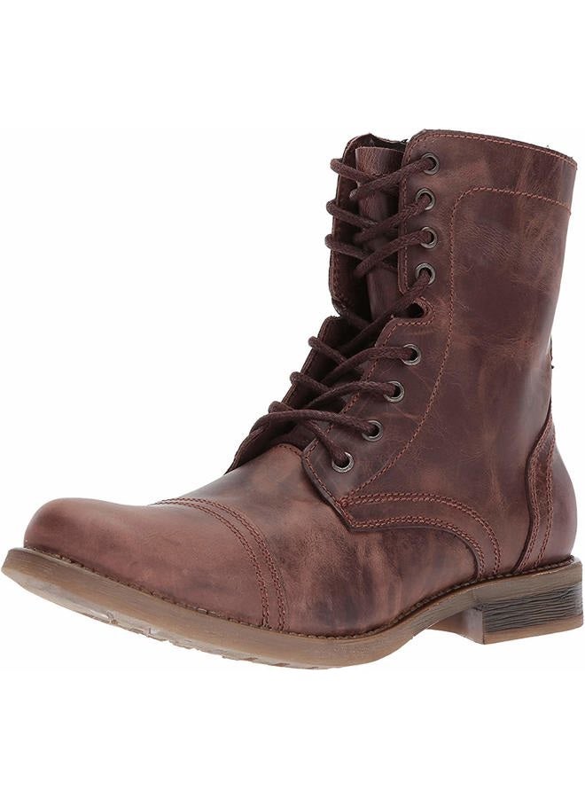 STEVE MADDEN Men's Troopah-c Combat Boot, Brown Leather, 43 EU - Image 1
