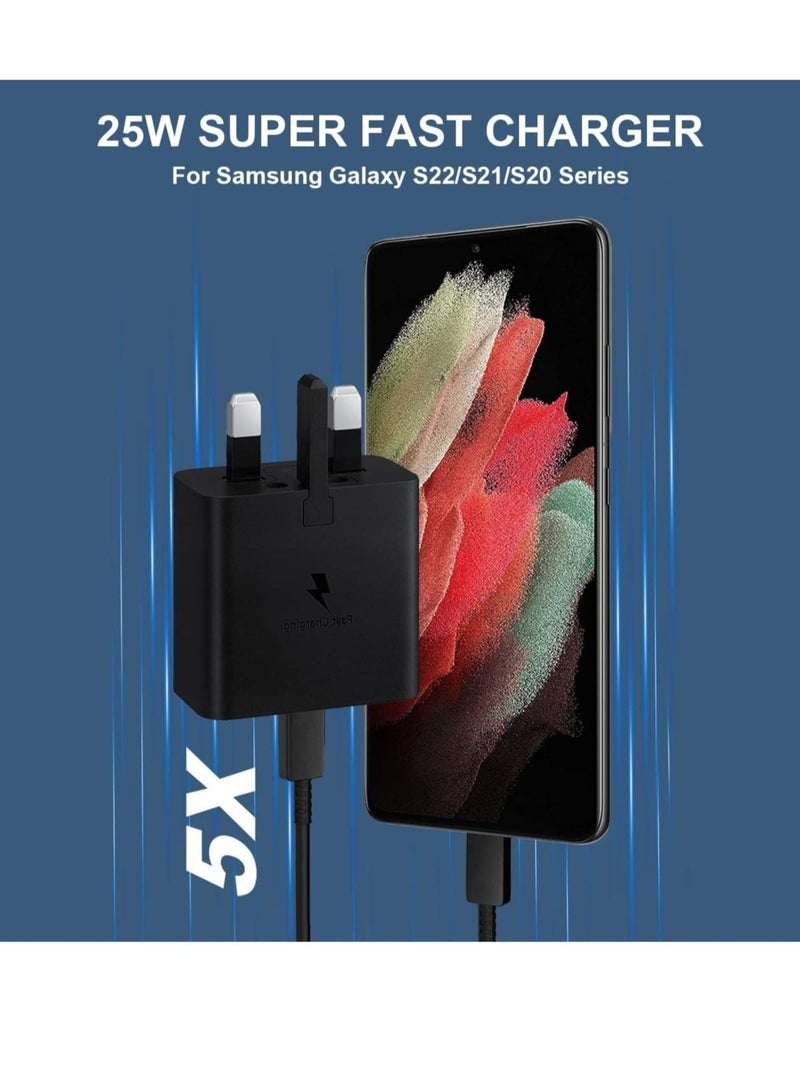 شاحن سريع 25 واط USB C لسامسونج، شاحن جدار USB C مع كابل USB C بطول 2 متر لهاتف سامسونج جالاكسي S23 ألترا/S23+/S23/S22 ألترا/S22+/S22/S21 ألترا/S21+/S21/S20 - Image 2