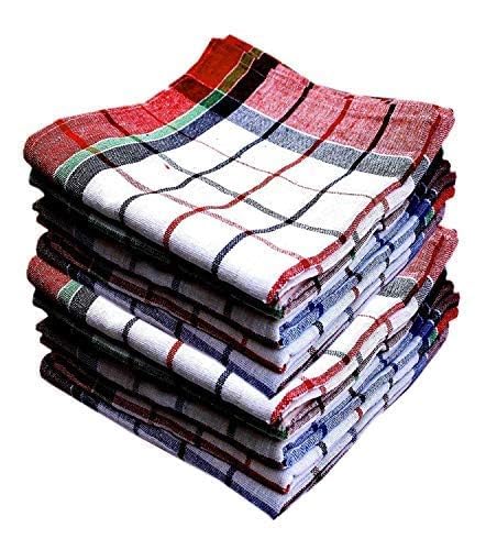Cotton Kitchen Napkins Checkered Pattern Pack of 6 Multicolour Reusable Cleaning Cloth - Image 2