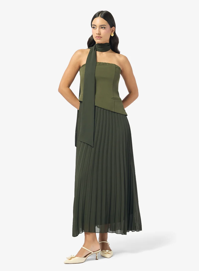 Style Cheat Belted Pleat Scarf Dress