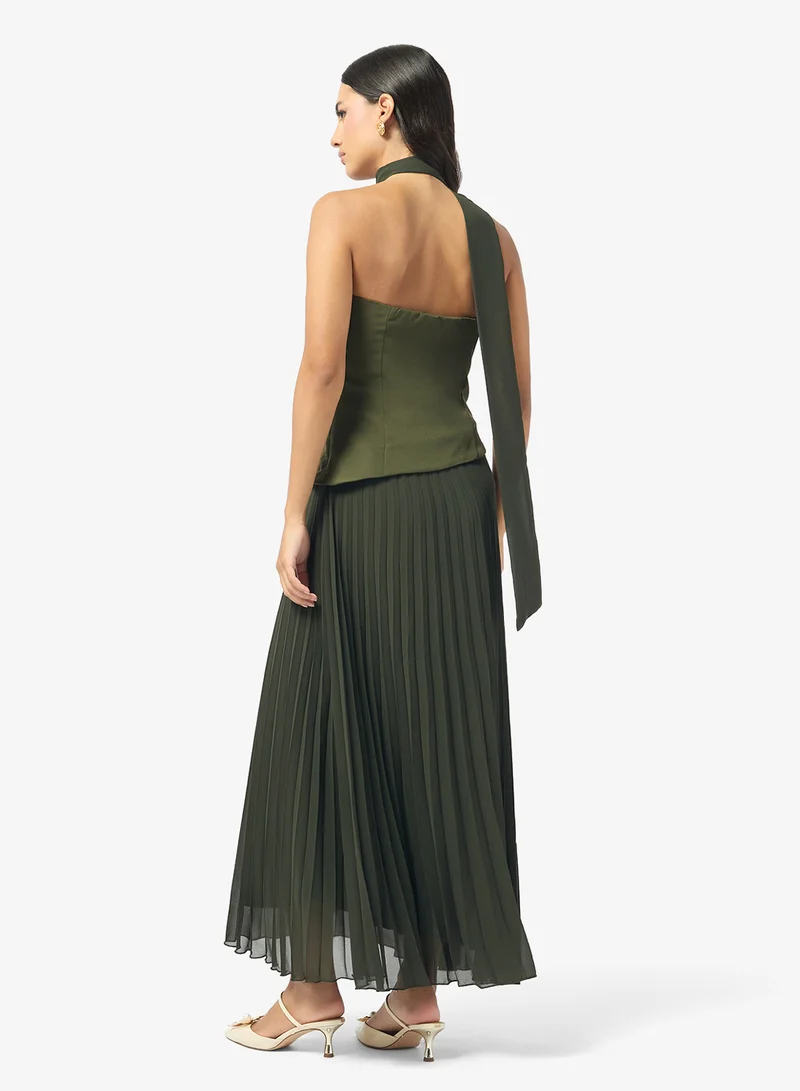 Style Cheat Belted Pleat Scarf Dress