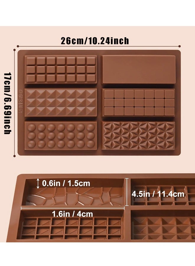 2 Pack Deep Silicone Molds, Non-Stick Chocolate Molds for Stuffed Pistachio Knafeh Bars, Energy Protein,6 in 1 Style Chocolate Bar Mold - Image 2