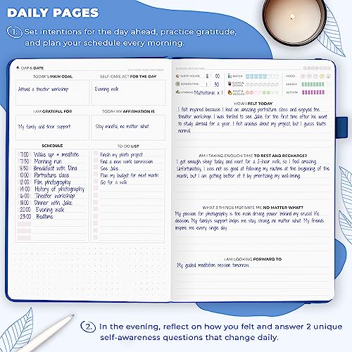 Clever Fox Self-Care Journal – Daily Reflection Notebook – Mental Health & Personal Development Planner, Meditation & Mood Log, A5 (Mystic Blue) - Image 4