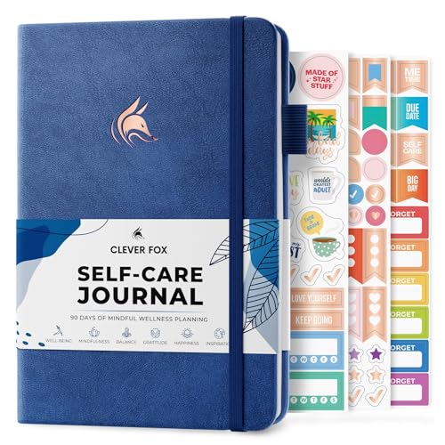 Clever Fox Self-Care Journal – Daily Reflection Notebook – Mental Health & Personal Development Planner, Meditation & Mood Log, A5 (Mystic Blue) - Image 1