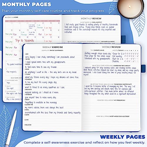Clever Fox Self-Care Journal – Daily Reflection Notebook – Mental Health & Personal Development Planner, Meditation & Mood Log, A5 (Mystic Blue) - Image 3