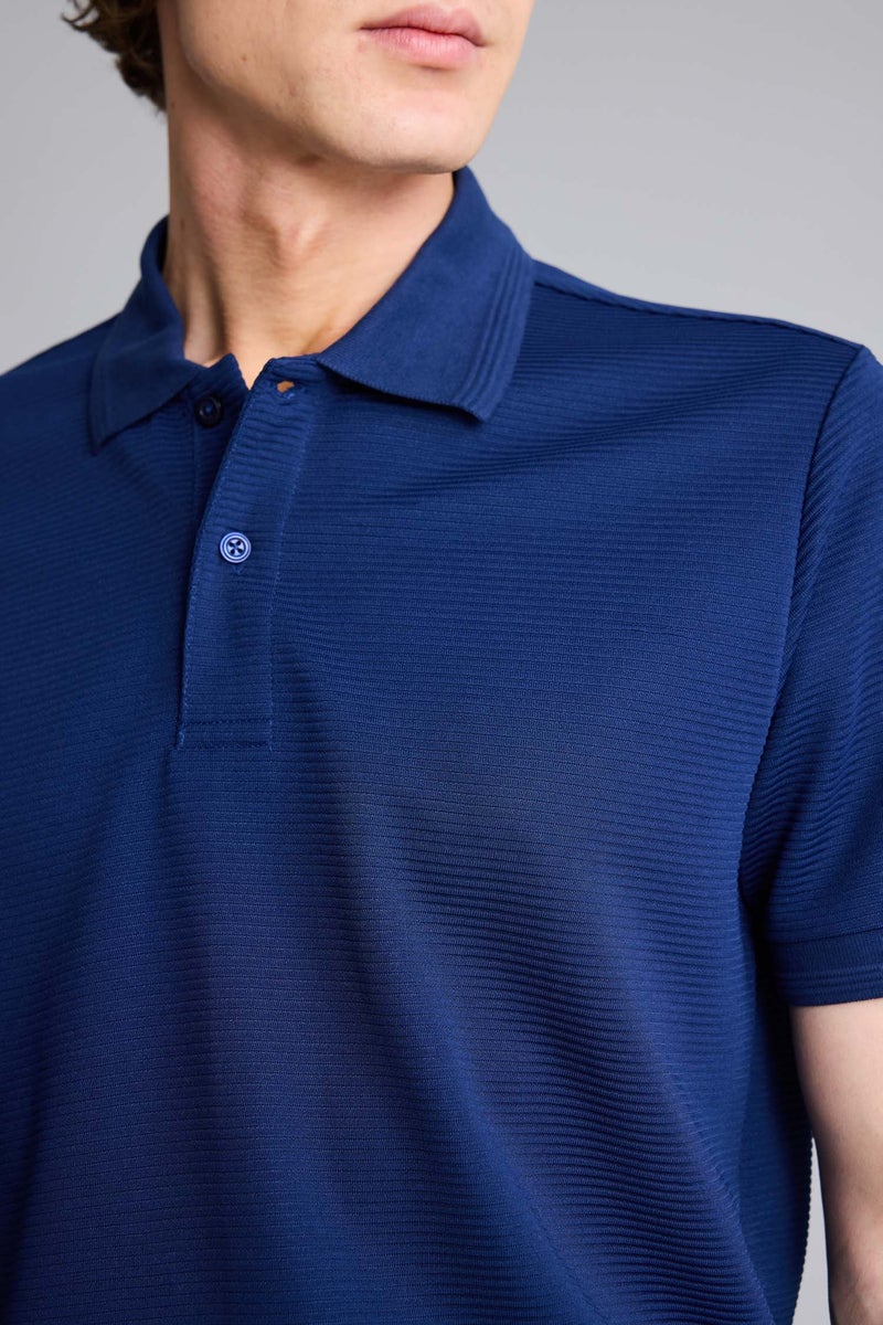 DeFacto Blue Man Short Sleeve Polo T-Shirt Casual - Image 4