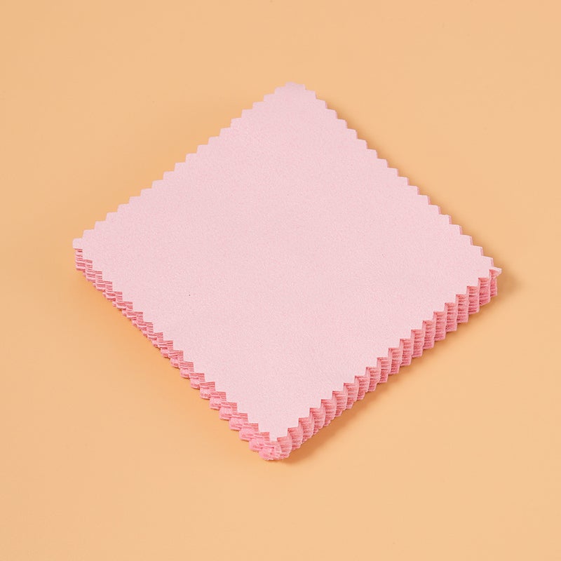 Generic 20 sheets of suede microfiber glasses cloth jewelry cloth 8*8cm wiping glasses jewelry portable easy to clean Pink 