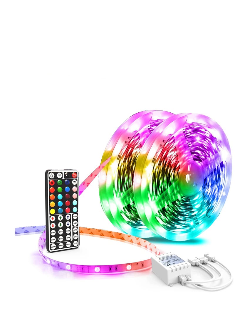 Excefore Led Strip Light, Ultra Long RGB 5050 Color Changing LED Light Strips Kit, 10m Led Light Strips with 44-Keys Remote, Remote Led Lights for Bedroom, Kitchen, Home, Festival Decoration (5Mx2)  - Image 1