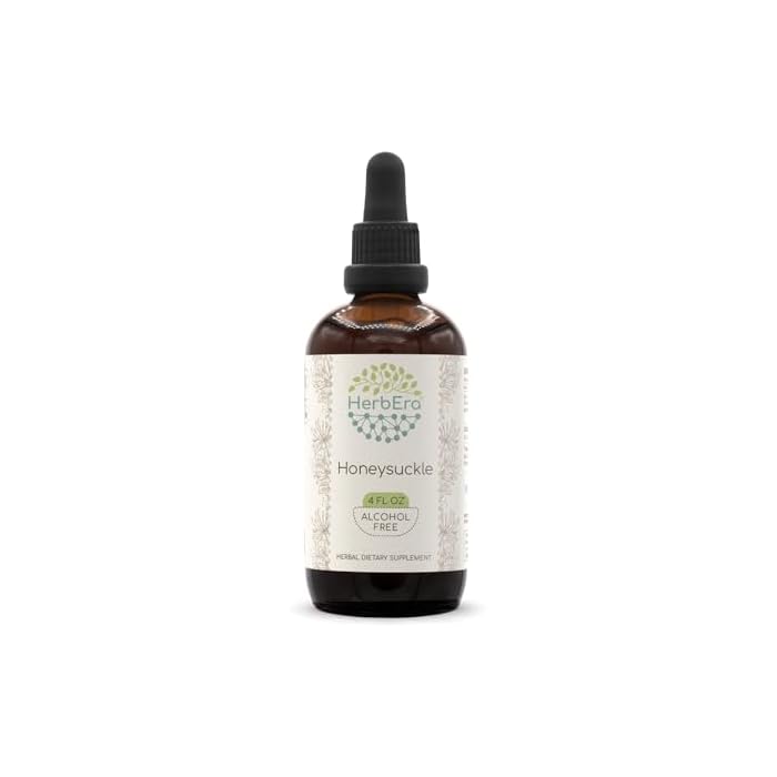 HerbEra Honeysuckle B120 Alcohol-Free Herbal Extract Tincture, Concentrated Liquid Drops Natural Honeysuckle (Lonicera Japonica) (4 fl oz) - Image 1