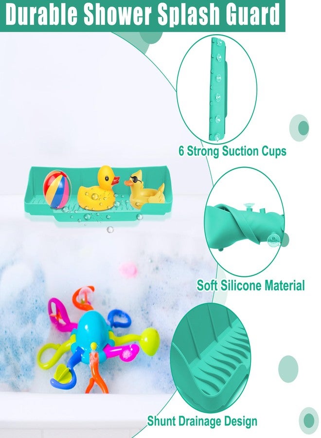 COITEK 16.5inch Bathtub Splash Guard for Tub,Silicone Bath Splash Guard with 6 Strong Suction Cups,Tub Splash Guard Play Shelf for Kids Bathroom Toy Holder (1pcs, Green) - Image 4