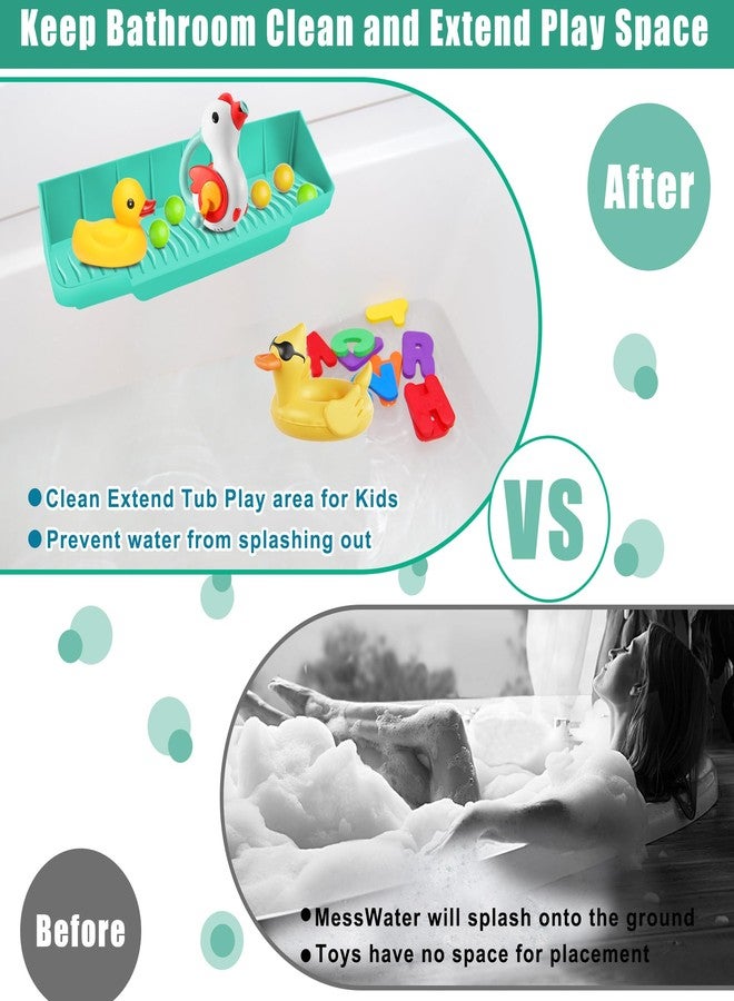 COITEK 16.5inch Bathtub Splash Guard for Tub,Silicone Bath Splash Guard with 6 Strong Suction Cups,Tub Splash Guard Play Shelf for Kids Bathroom Toy Holder (1pcs, Green) - Image 5