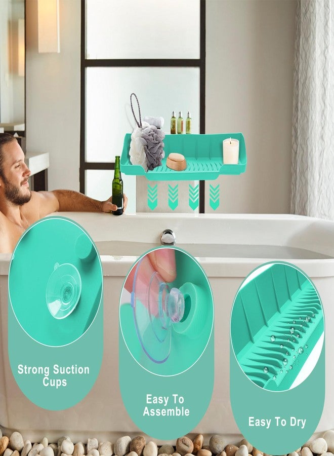 COITEK 16.5inch Bathtub Splash Guard for Tub,Silicone Bath Splash Guard with 6 Strong Suction Cups,Tub Splash Guard Play Shelf for Kids Bathroom Toy Holder (1pcs, Green) - Image 3
