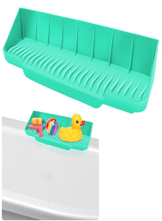 COITEK 16.5inch Bathtub Splash Guard for Tub,Silicone Bath Splash Guard with 6 Strong Suction Cups,Tub Splash Guard Play Shelf for Kids Bathroom Toy Holder (1pcs, Green) - Image 1