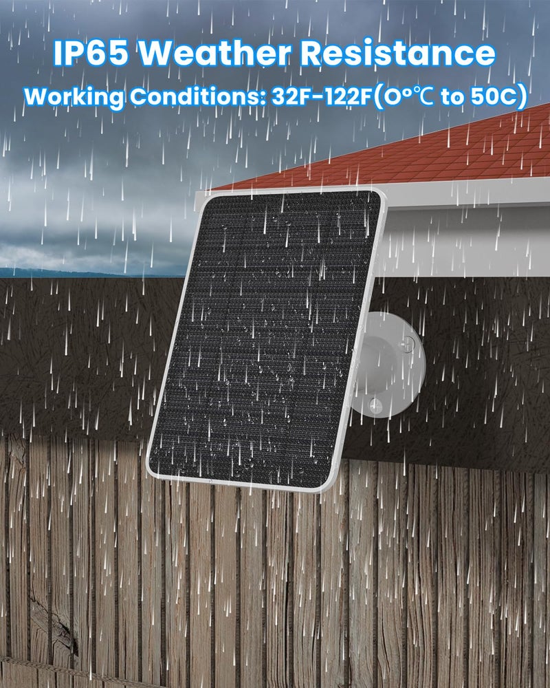 WININMETA Solar Panel Charger Compatible with Arlo Essential 2K Outdoor(2nd Gen)/Essential XL Camera(2nd Gen)/Essential Spotlight, 5W Solar Panel with IP65 Waterproof 10ft Micro USB-C Cable & Wall Mount, 3 Pack - Image 4
