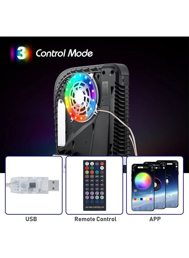 8 Color RGB LED Lights for PS5, Music Synchronized Color Changing Lights DIY Decorative Accessories 3 Control Methods More Than 400 Effects Remote Control Ring Light Runner Strip