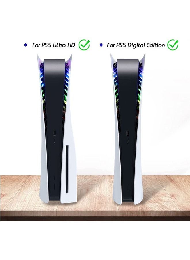 8 Color RGB LED Lights for PS5, Music Synchronized Color Changing Lights DIY Decorative Accessories 3 Control Methods More Than 400 Effects Remote Control Ring Light Runner Strip